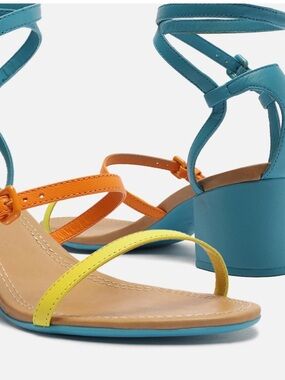 AREZZO Women's Multicolor Strappy Block Heel Sandals